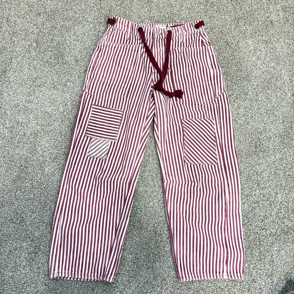 Free People We The Free Moxie Railroad Low-Slung Jeans - Brick, Sz 25 Rare Find
